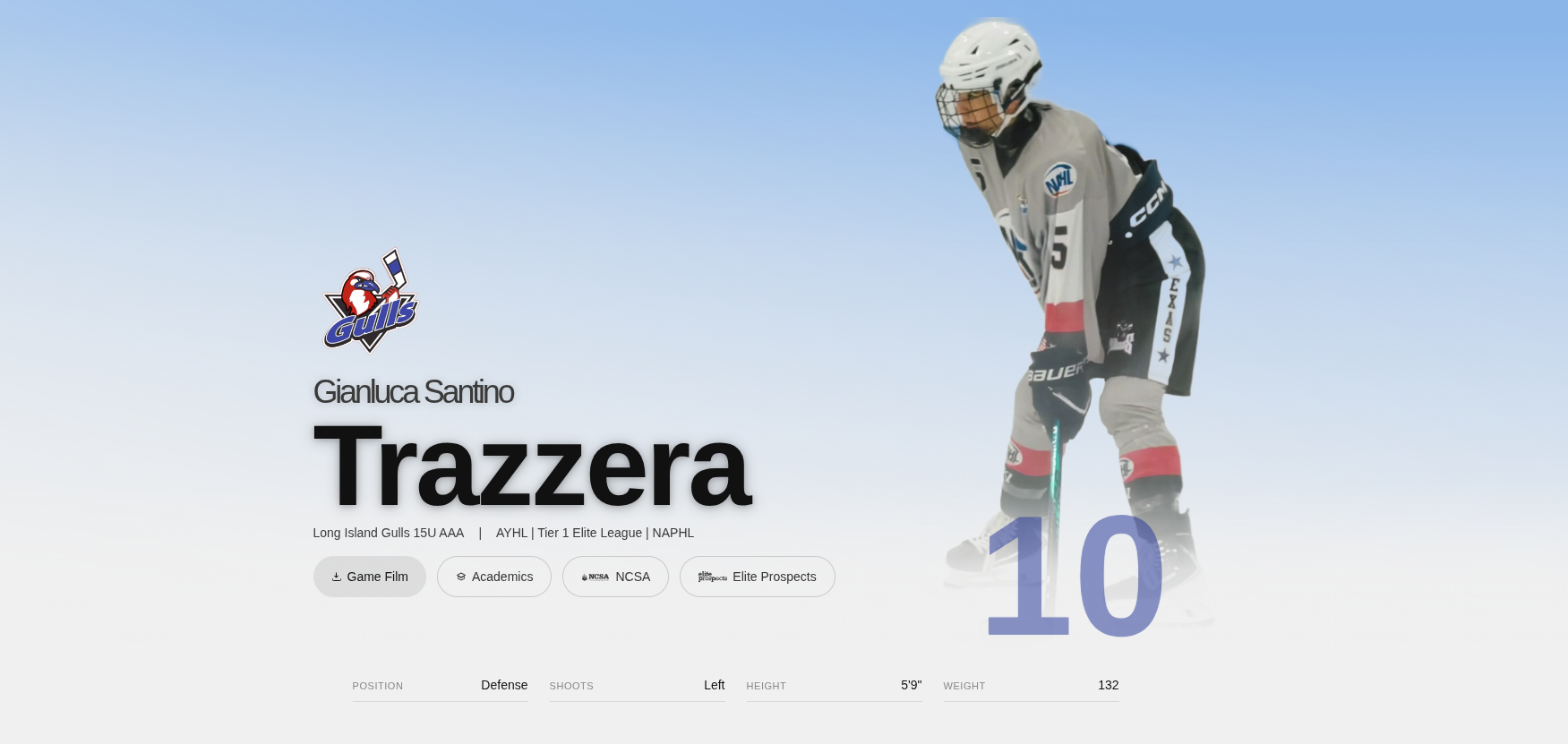 Hockey Résumé example profile thumbnail for Gianluca Santino Trazzera
